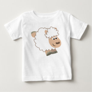 かわいい走ベビーのカートゥーン羊のTシャツ ベビーTシャツ