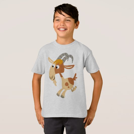 かわいい走マンガのヤギの子どもTシャツ Tシャツ (正面フル)
