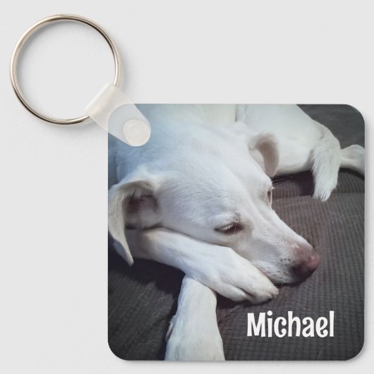 かわいい足で犬の写真名前をカスタムする キーホルダー (正面)