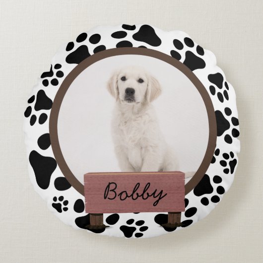 かわいい足のクリスマスのカスタム休日の犬の写真 ラウンドクッション (正面)