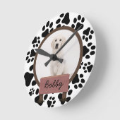 かわいい足のクリスマスのカスタム休日の犬の写真 ラウンド壁時計 (傾斜)