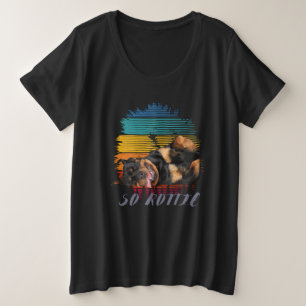 かわいい足のレトロハートロッティドッグロッテータイ プラスサイズTシャツ