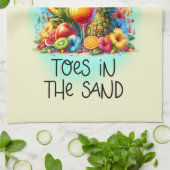 かわいい足指の砂は手のワードアートを飲む キッチンタオル (折り畳み)