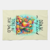 かわいい足指の砂は手のワードアートを飲む キッチンタオル (横)