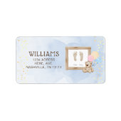 かわいい足水彩青い赤ちゃんシャワーありがとう ラベル (正面)