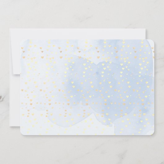 かわいい足水彩青い赤ちゃんシャワーありがとう 招待状 (裏面)