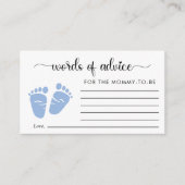 かわいい足男の赤ちゃんシャワーワードのアドバイス エンクロージャーカード (正面)