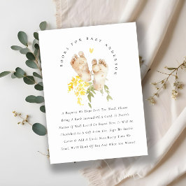 かわいい足赤ちゃんシャワー用イエローフローラ本 エンクロージャーカード