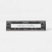 かわいい足跡動物の犬好き白い線 デスクネームプレート (正面)