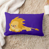 かわいい跳ねるアニメライオンのクッション ランバークッション (ブランケット)