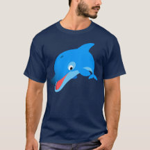 かわいい跳ねるキャラクターのイルカTシャツ