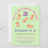 かわいい跳ねるピーナッツの漫画イラスト 招待状 (正面)