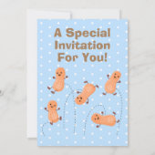 かわいい跳ねるピーナッツの漫画イラスト 招待状 (裏面)