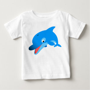かわいい跳躍の漫画のイルカのベビーのTシャツ ベビーTシャツ
