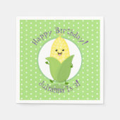 かわいい踊りかわいいコーン耳の漫画イラストレーション スタンダードカクテルナプキン (正面)