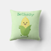 かわいい踊りかわいいコーンcob漫画イラストレーション クッション (裏面)