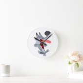 かわいい踊りのアニメオオカミの時計 ラウンド壁時計 (ホーム)