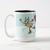 かわいい踊りのトナカイ-クリスマス ツートーンマグカップ (左)