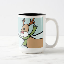 かわいい踊りのトナカイ-クリスマス ツートーンマグカップ