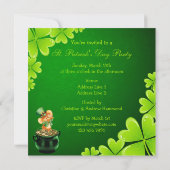 かわいい踊りのマウスのセントパトリックの日のパーティー 招待状 (裏面)