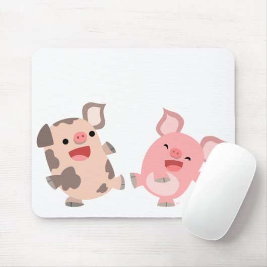 かわいい踊りの漫画のブタのマウスパッド マウスパッド (マウス)