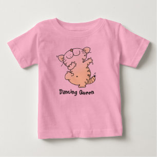 かわいい踊りのTシャツ のかわいい子ネコ愛踊りのティー ベビーTシャツ