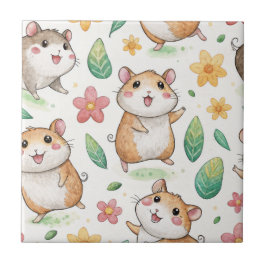 かわいい踊りはシームレスなパターンをハムスター タイル