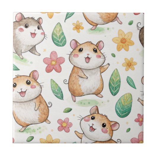 かわいい踊りはシームレスなパターンをハムスター タイル (正面)