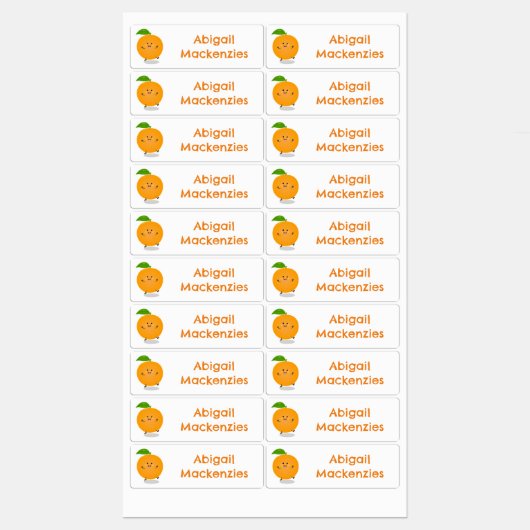 かわいい踊りオレンジの柑橘類のパーソナライズされた果実 ラベル (シート)