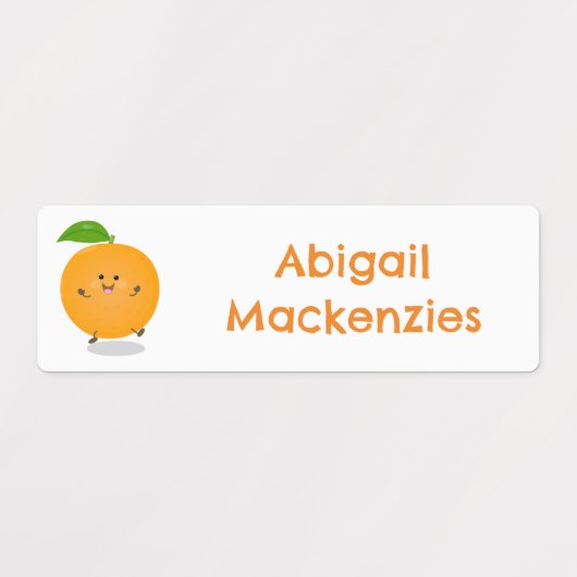 かわいい踊りオレンジの柑橘類のパーソナライズされた果実 ラベル (デザイン2)