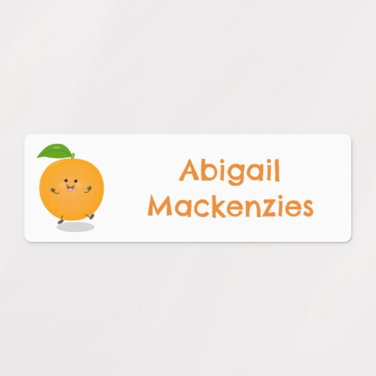 かわいい踊りオレンジの柑橘類のパーソナライズされた果実 ラベル (デザイン1)
