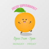 かわいい踊りオレンジの柑橘類 ウィンドウサイン (シート)