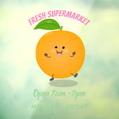 かわいい踊りオレンジの柑橘類 ウィンドウサイン (シート3)