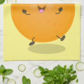 かわいい踊りオレンジの柑橘類 キッチンタオル (折り畳み)