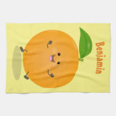 かわいい踊りオレンジの柑橘類 キッチンタオル (横)