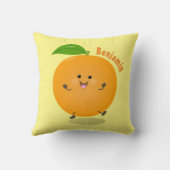 かわいい踊りオレンジの柑橘類 クッション (裏面)