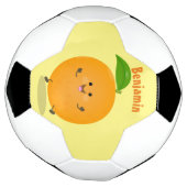 かわいい踊りオレンジの柑橘類 サッカーボール (回転)