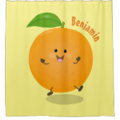 かわいい踊りオレンジの柑橘類 シャワーカーテン (正面)