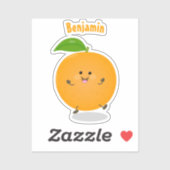 かわいい踊りオレンジの柑橘類 シール (シート)