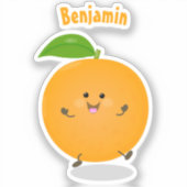 かわいい踊りオレンジの柑橘類 シール (正面)