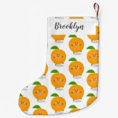 かわいい踊りオレンジの柑橘類 スモールクリスマスストッキング (裏面)