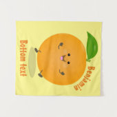 かわいい踊りオレンジの柑橘類 タペストリー (正面(横))