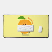 かわいい踊りオレンジの柑橘類 デスクマット (キーボード&マウス)