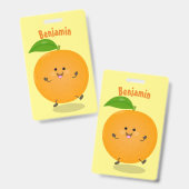 かわいい踊りオレンジの柑橘類 バッジ (表裏)