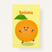 かわいい踊りオレンジの柑橘類 バッジ (正面)