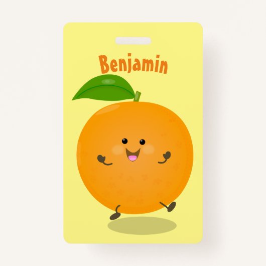 かわいい踊りオレンジの柑橘類 バッジ (裏面)
