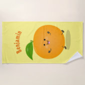 かわいい踊りオレンジの柑橘類 ビーチタオル (正面)
