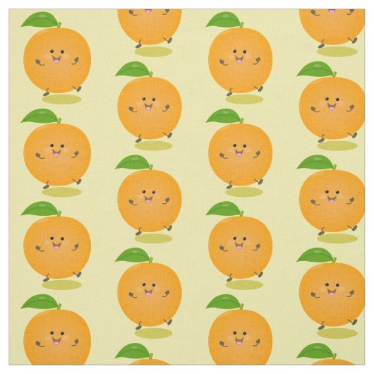 かわいい踊りオレンジの柑橘類 ファブリック (見本)