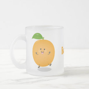 かわいい踊りオレンジの柑橘類 フロストグラスマグカップ