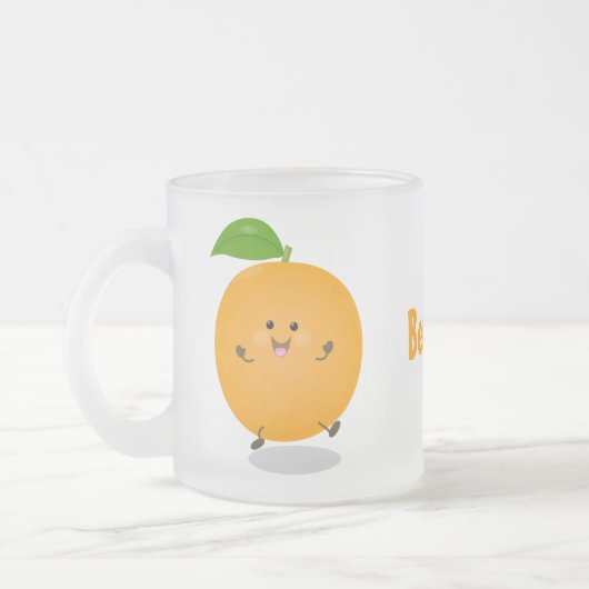 かわいい踊りオレンジの柑橘類 フロストグラスマグカップ (左)